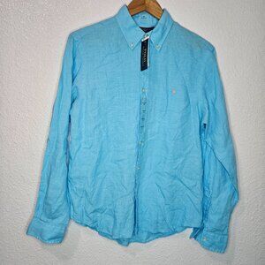 Button down linen dress shirt